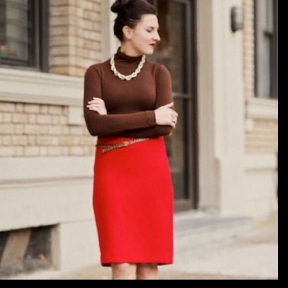 J Crew Red Pencil Skirt | Size 4 - Picture 1 of 8